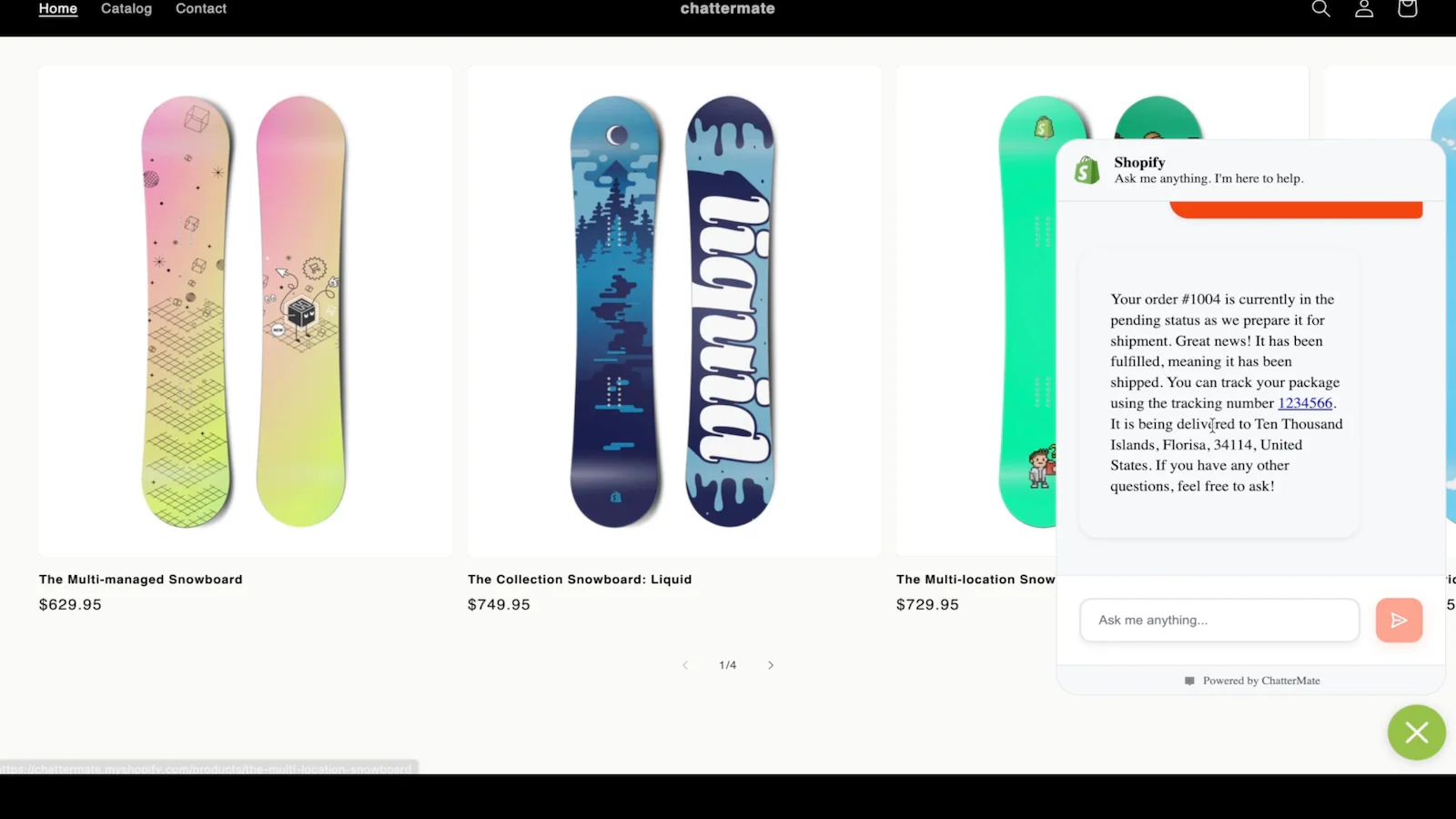 ChatterMate Shopify Integration Dashboard - Product Sync and AI Chat